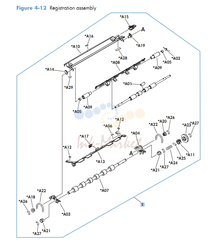 Registration Assembly M601 M602 M603 HP Laser Printer Diagrams