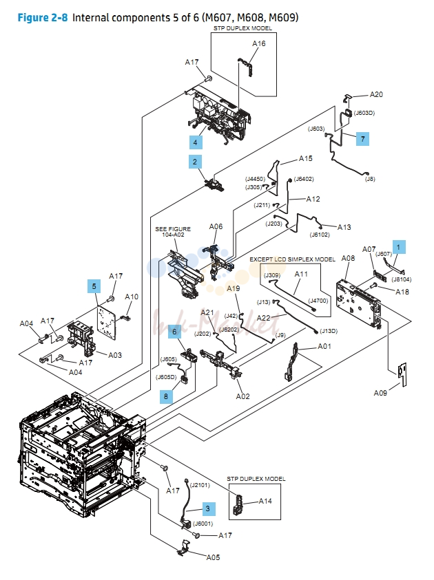 5. Internal Components 5 of 6 M607 M608 M609 HP Laser Printer Diagrams