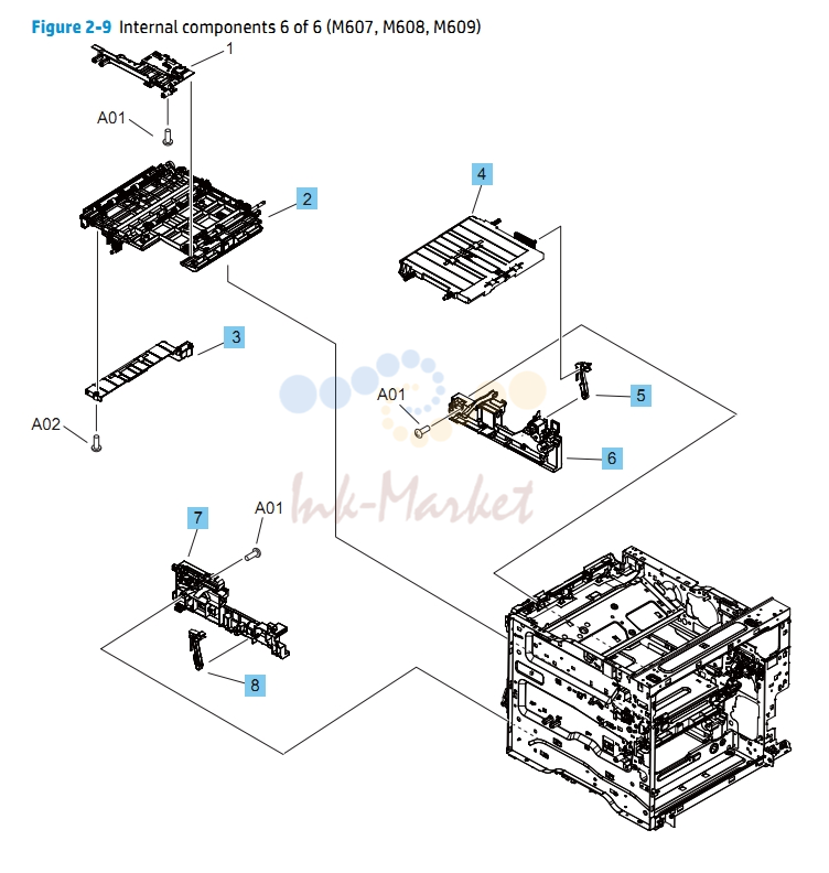 6. Internal Components 6 of 6 M607 M608 M609 HP Laser Printer Diagrams
