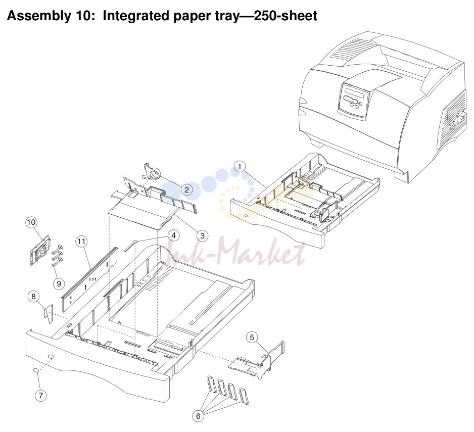 7. Assembly 10: Integrated paper tray-250-sheet