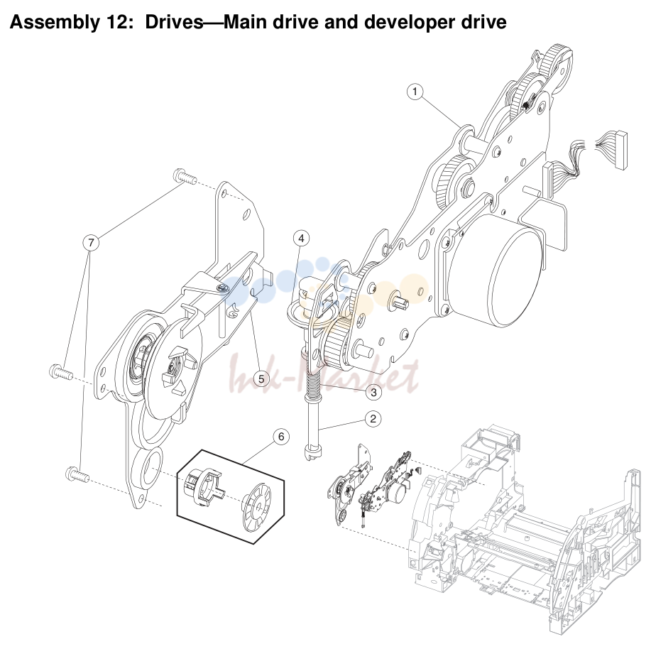 9. Assembly 12: Drives-Main drive and developer drive