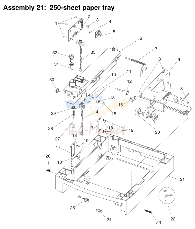 18. Assembly 21: 250-sheet paper tray