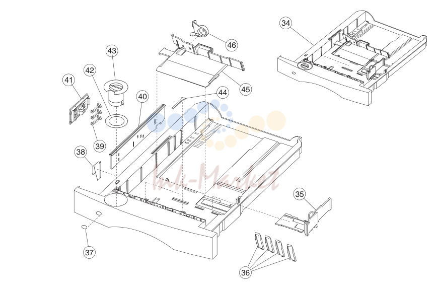 19. Assembly 21 (cont.): 250-sheet paper tray