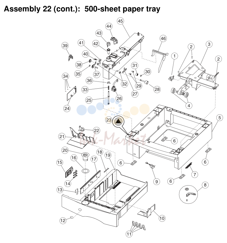 21. Assembly 22 (cont.): 500-sheet paper tray