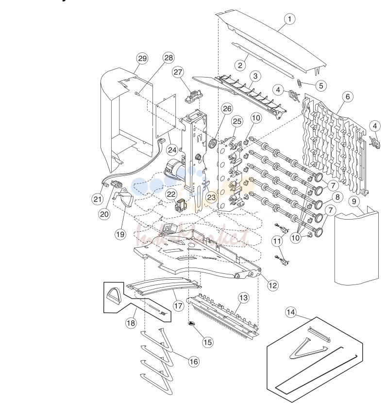 26. Assembly 27: 5-bin mailbox