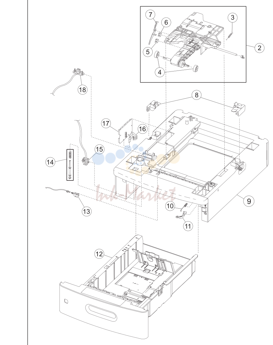 11. Assembly 11: 550 Sheet option tray assembly