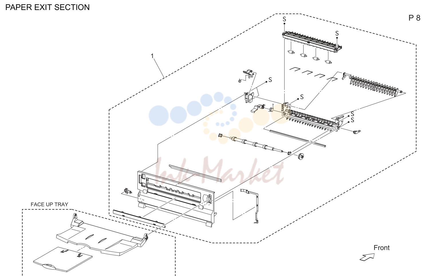 Выход бумаги секция (P8)