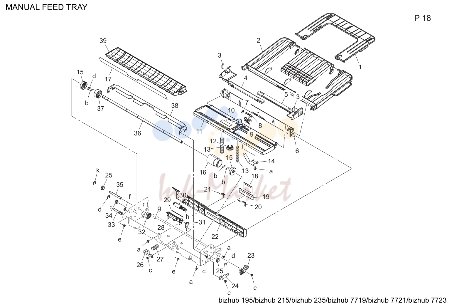 Manual feed tray (P18)
