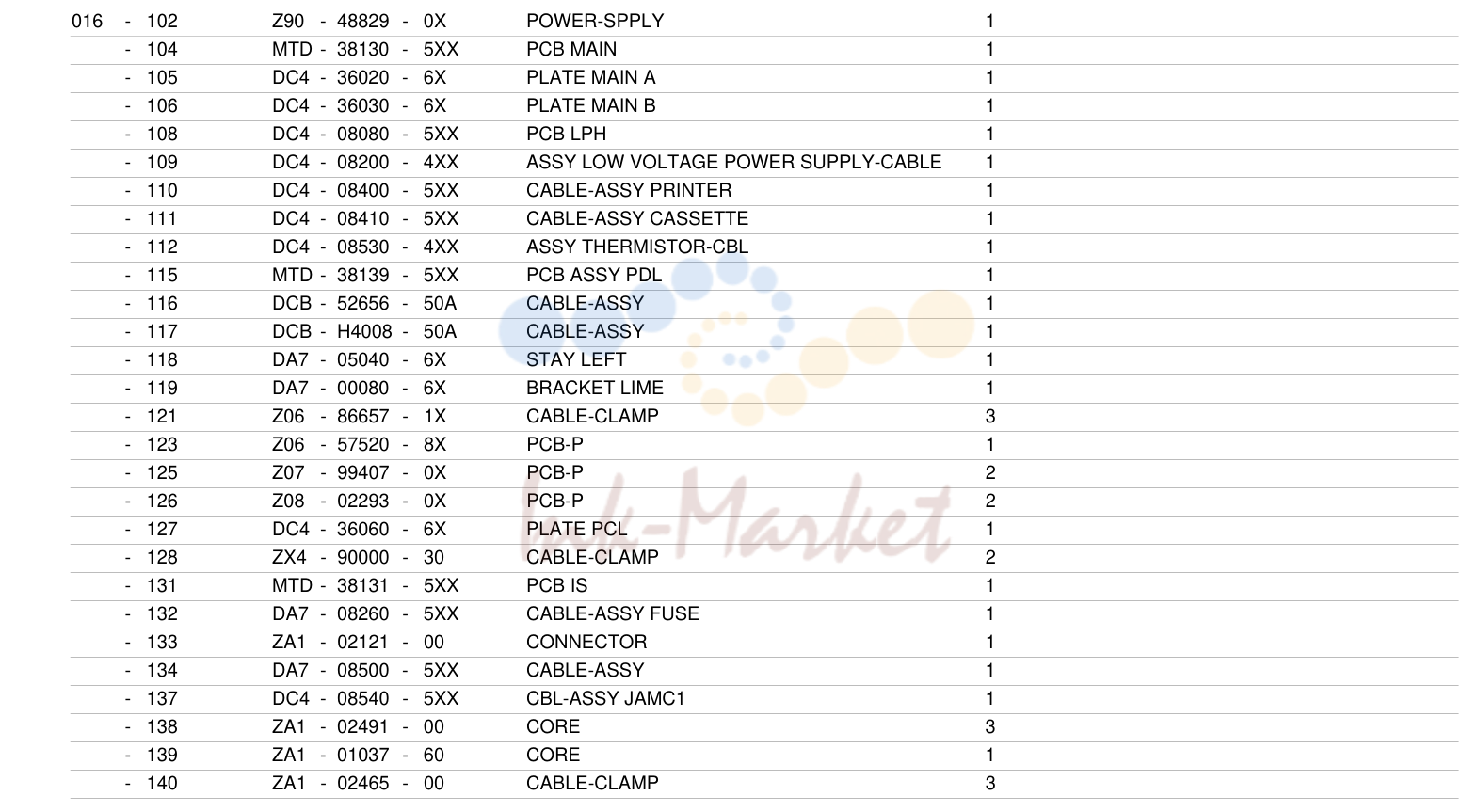 3. DC4450 PARTS LIST DATE 2010/02/19 PAGE 13