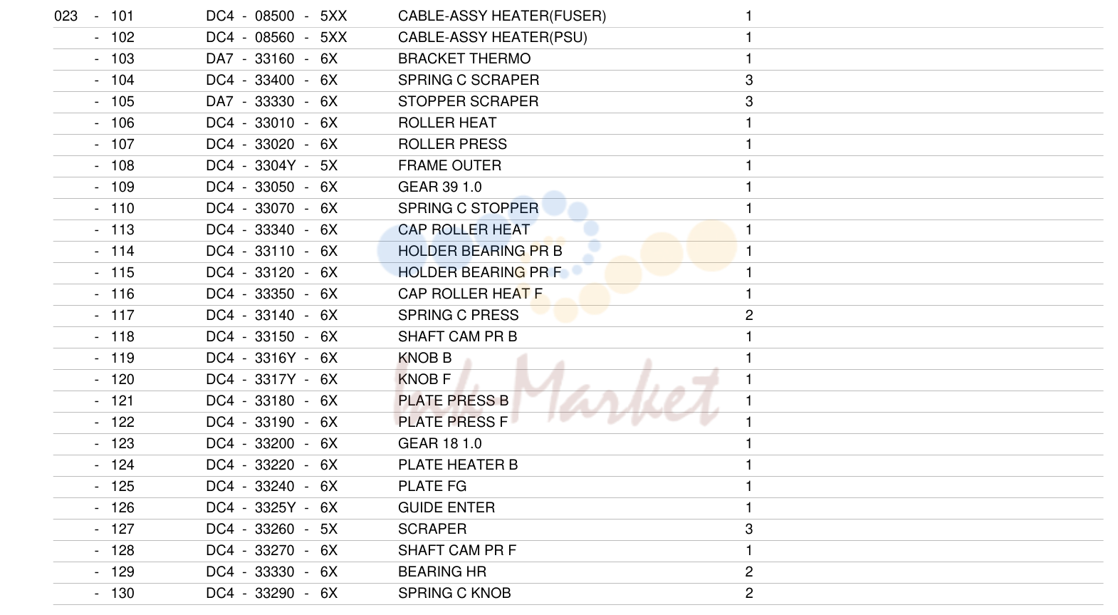 5. DC4450 PARTS LIST DATE 2010/02/19 PAGE 23
