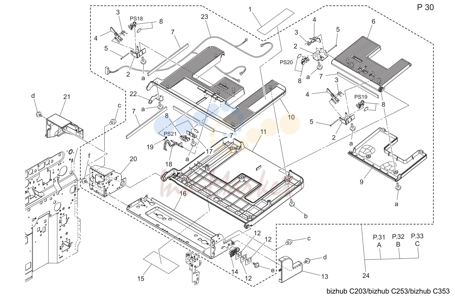 Manual feed tray узел (P30)