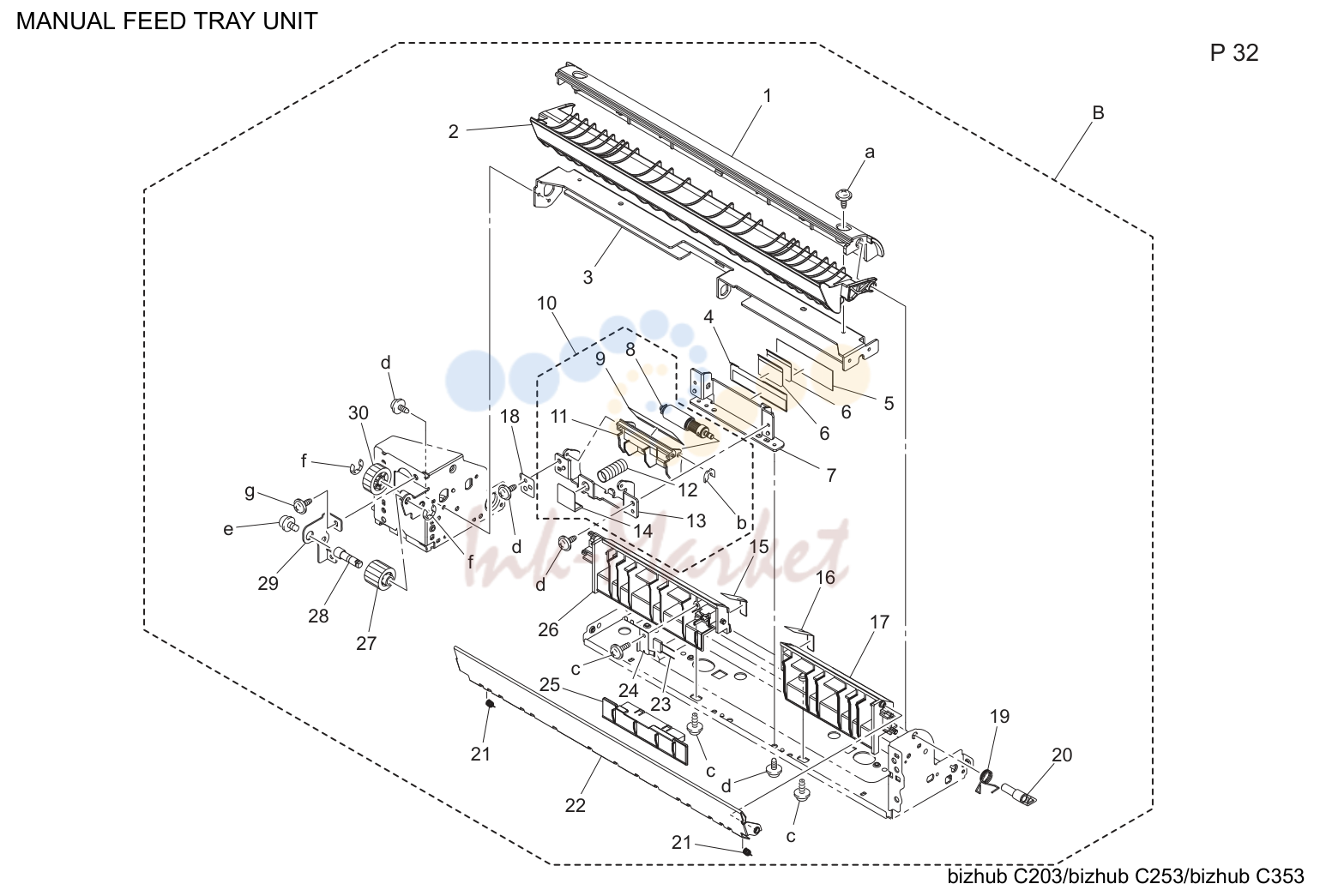 Manual feed tray узел (P32)