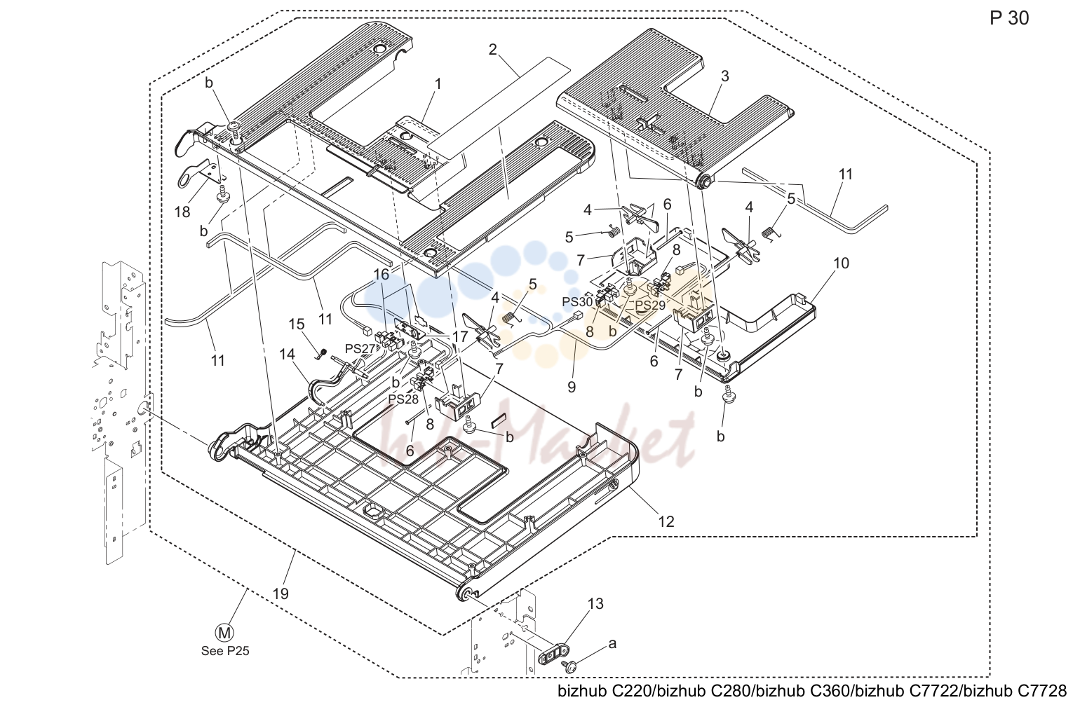 Manual feed tray узел (P30)