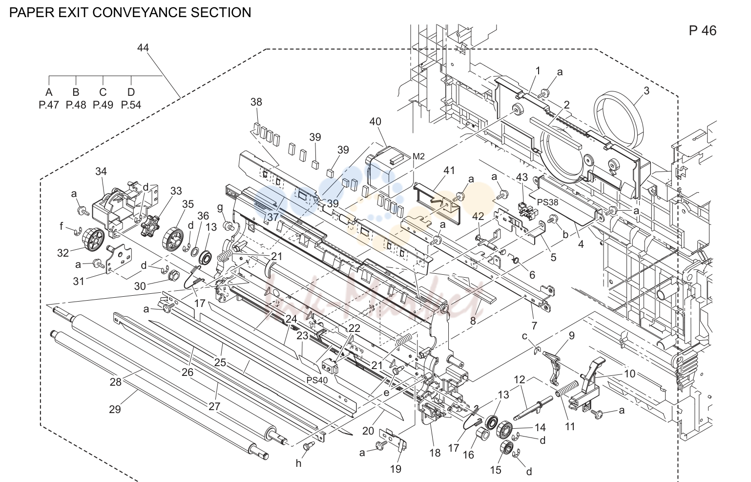 Выход бумаги conveyance секция (P46)