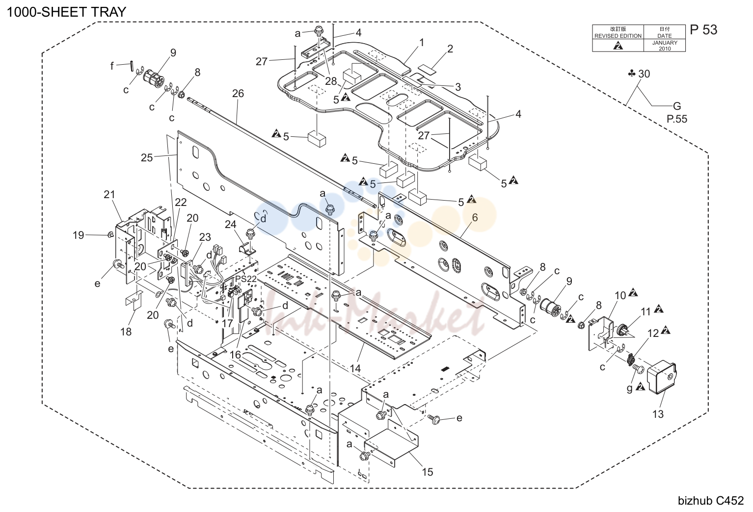 1000-sheet tray (P53)