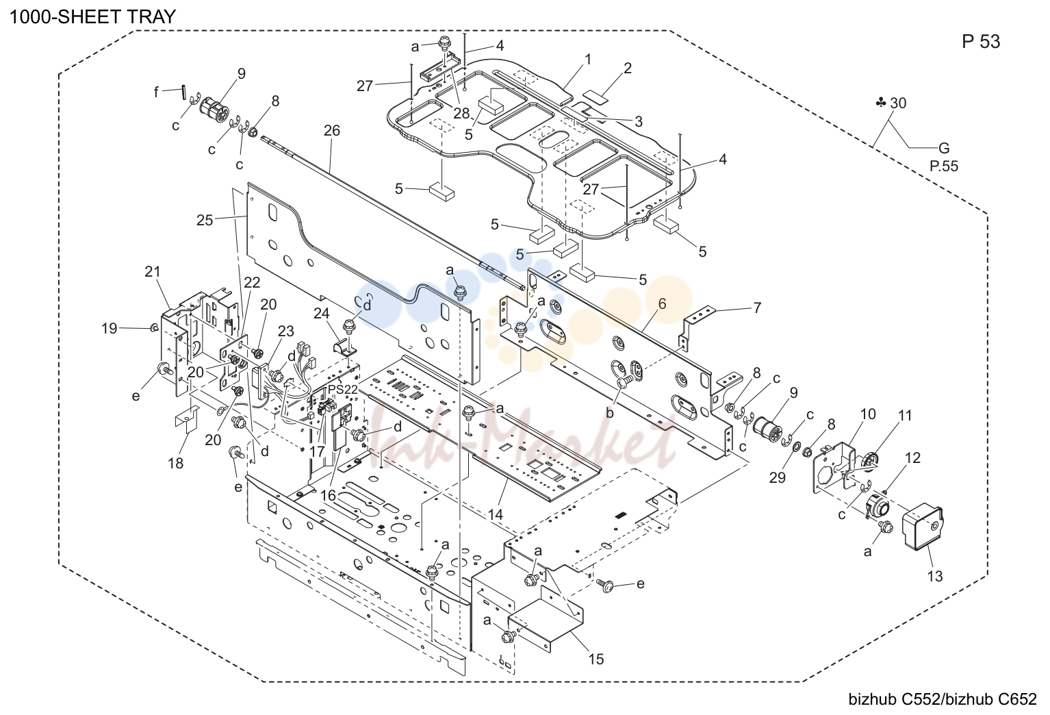 1000-sheet tray (P53)