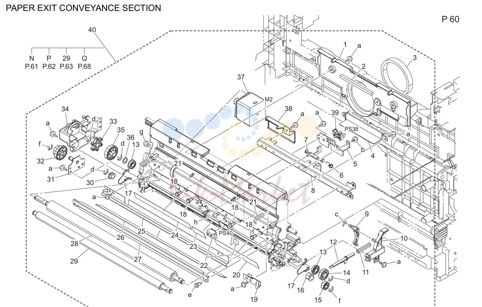 Выход бумаги conveyance секция (P60)