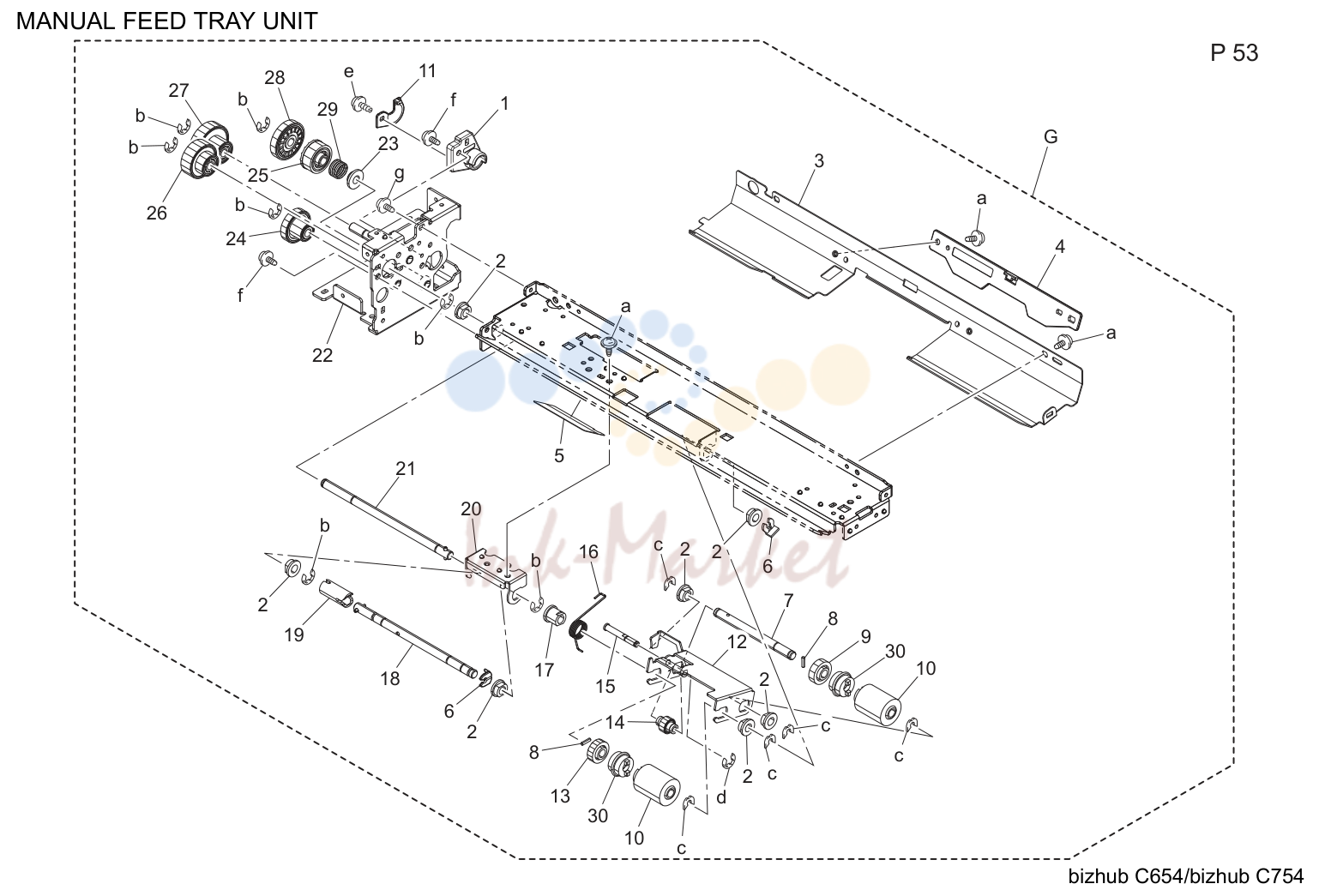 Manual feed tray узел (P53)