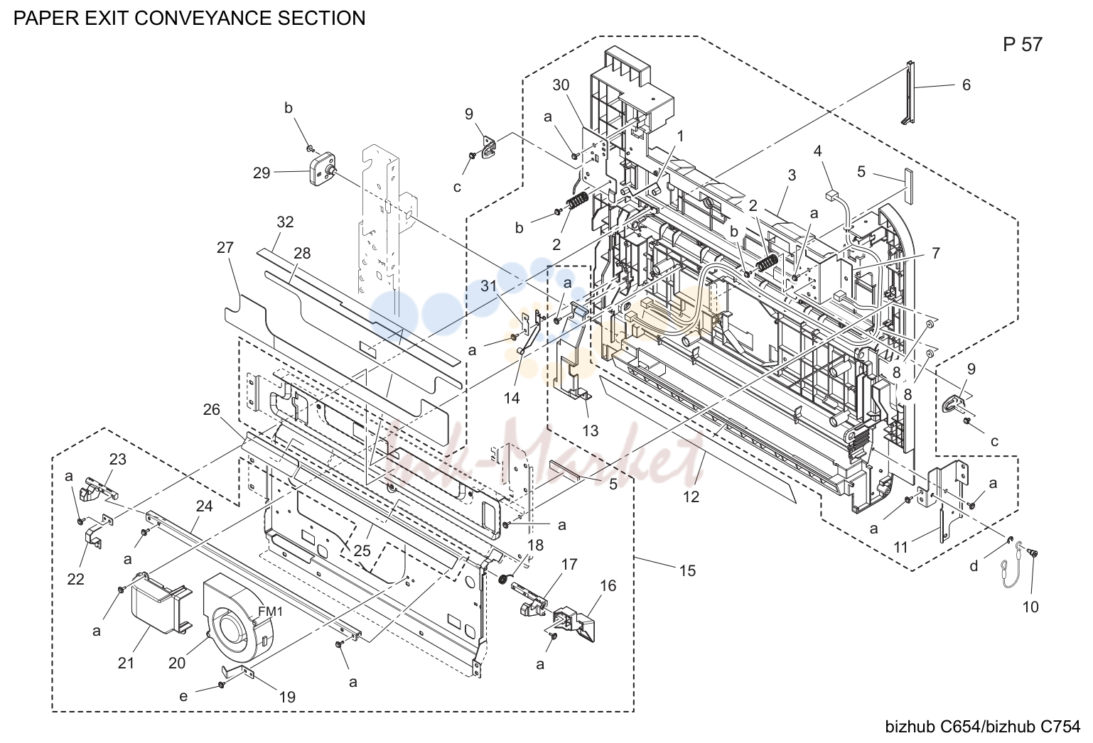 Выход бумаги conveyance секция (P57)