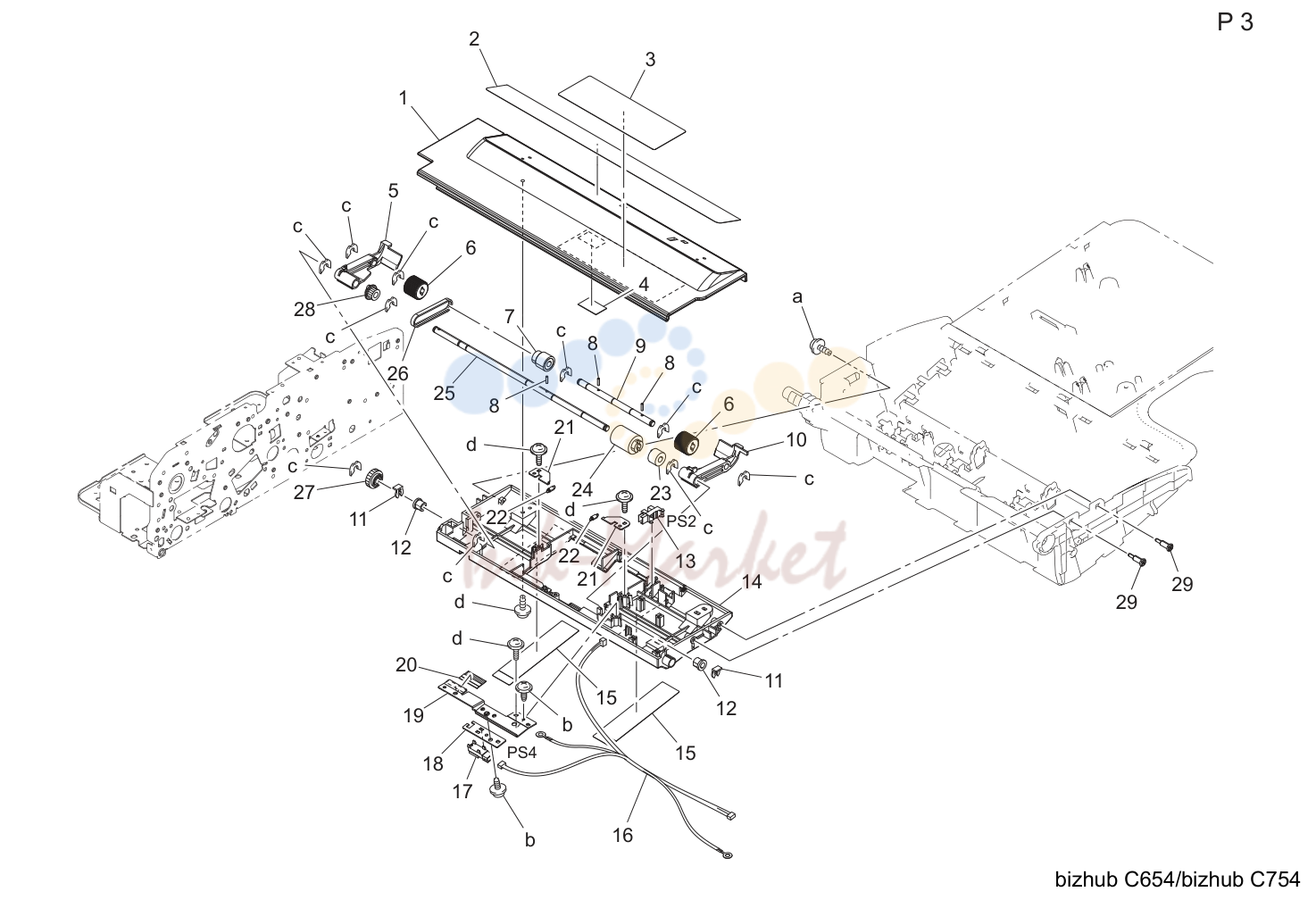 Adf подача бумаги tray секция (P3)