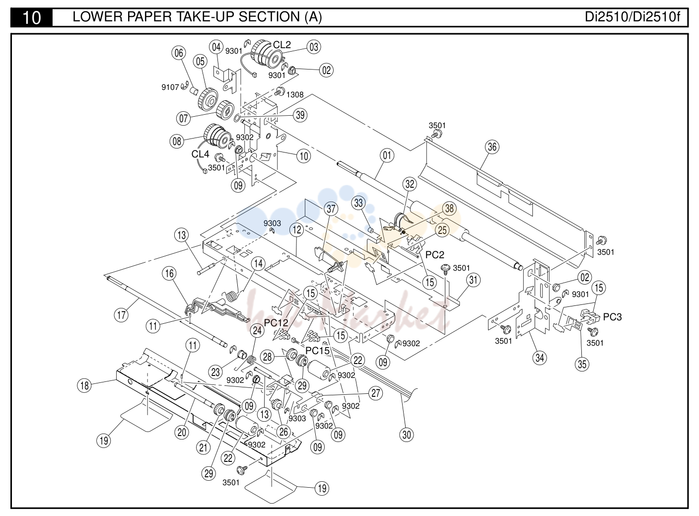 11. 10 LOWER PAPER TAKE-UP SECTION (A) Di2510/Di2510f 19