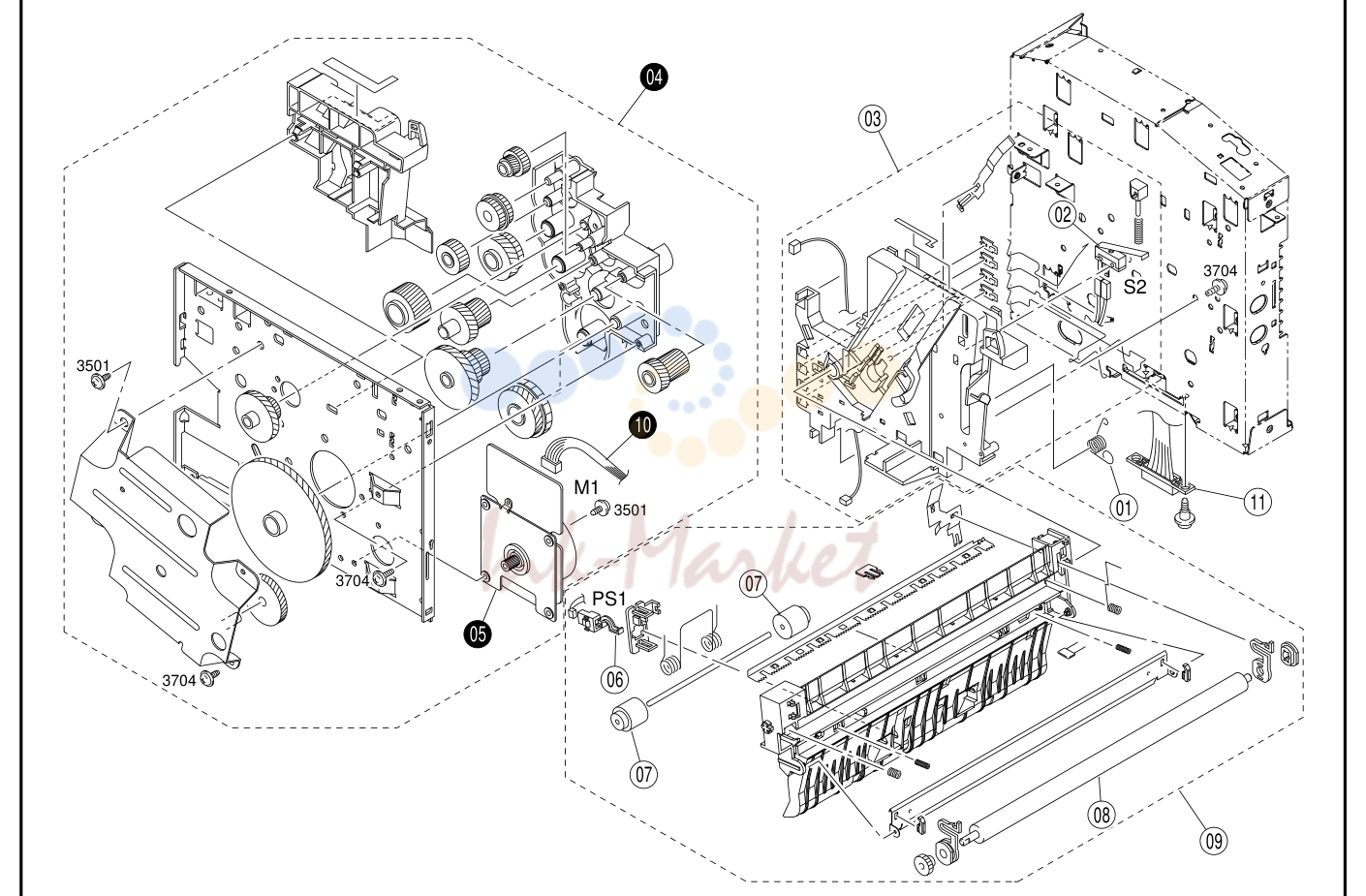 5. 4 DRIVE/TRANSFER UNIT PagePro1250E/1200W 7