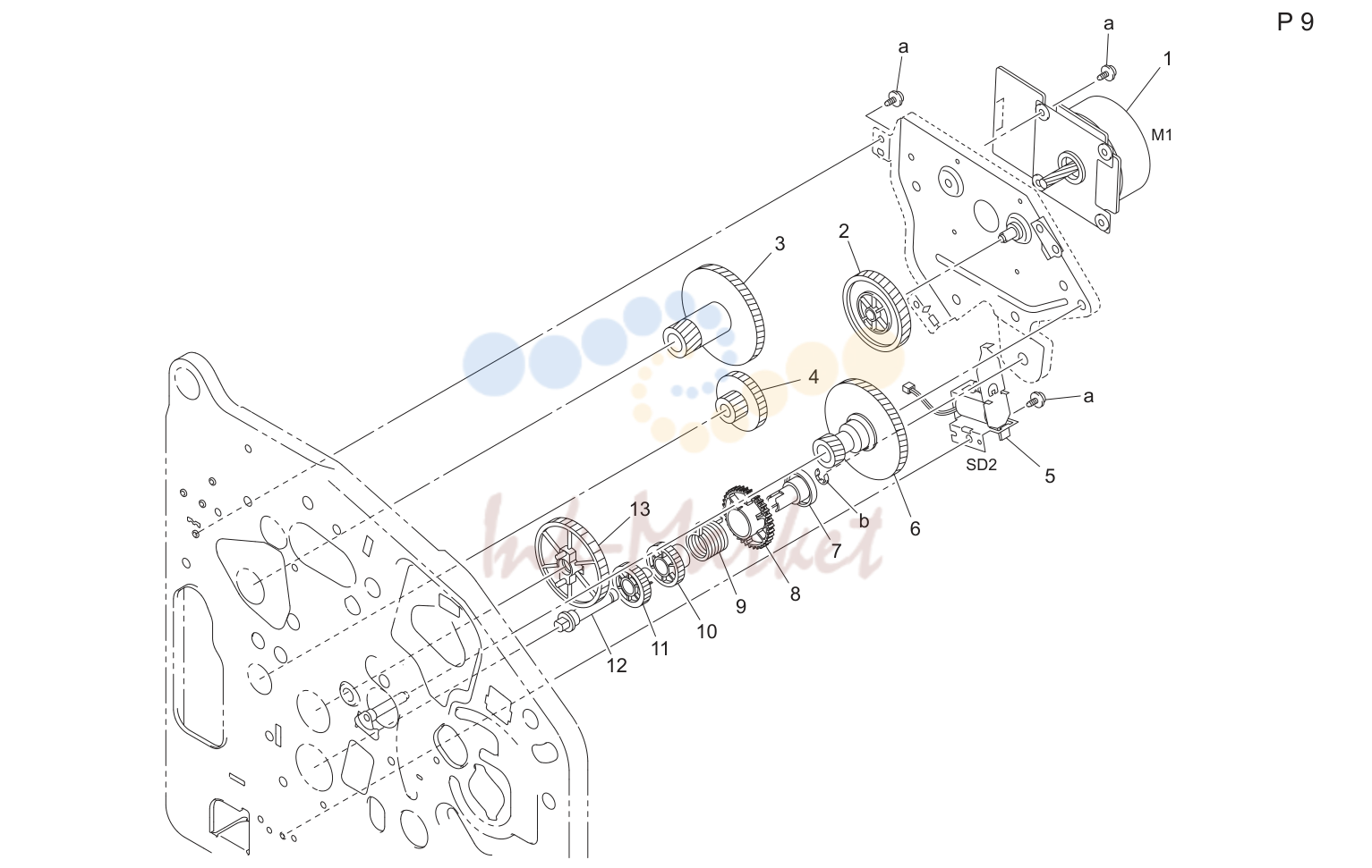 Paper transport drive секция (P9)