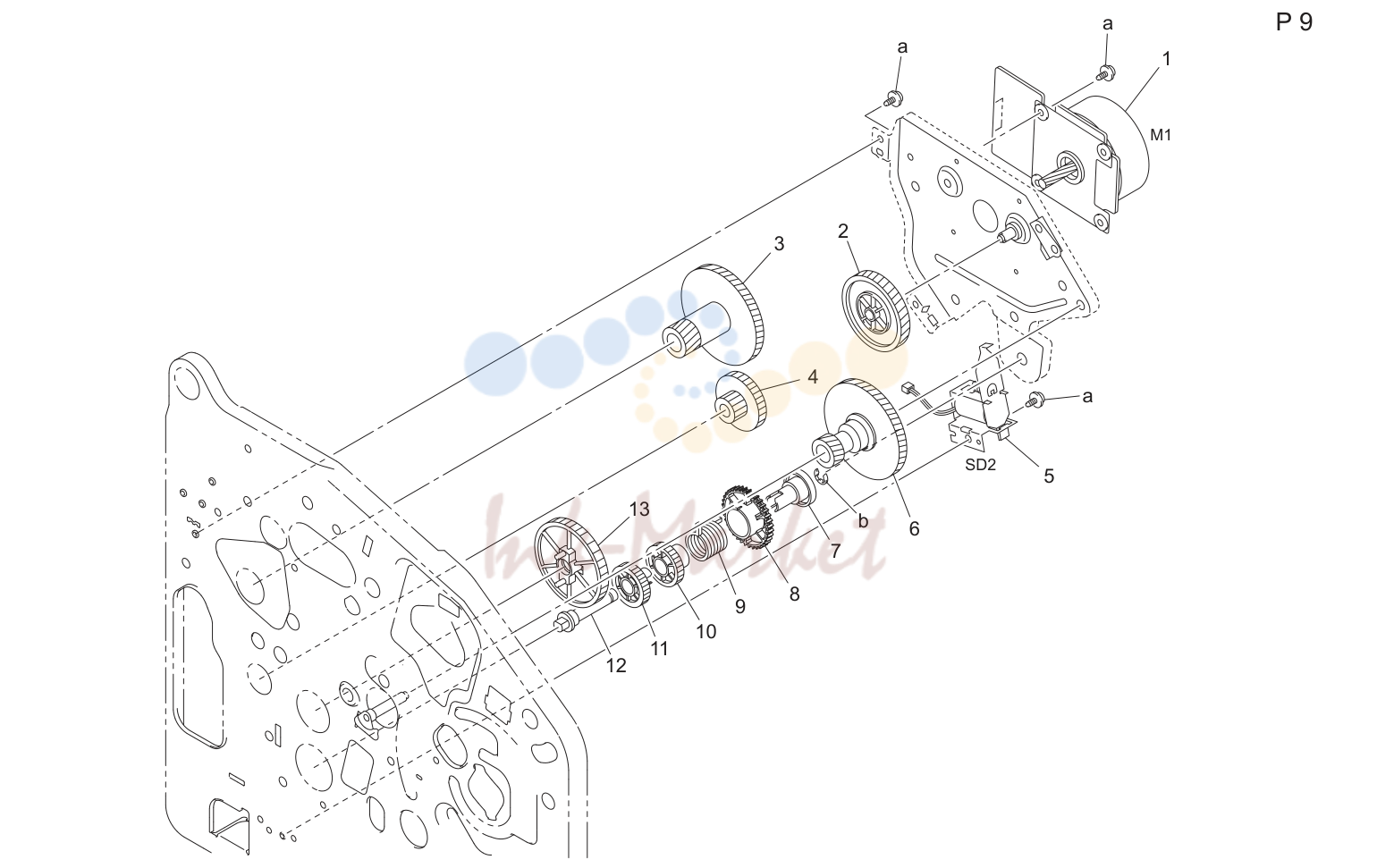 Paper transport drive секция (P9)