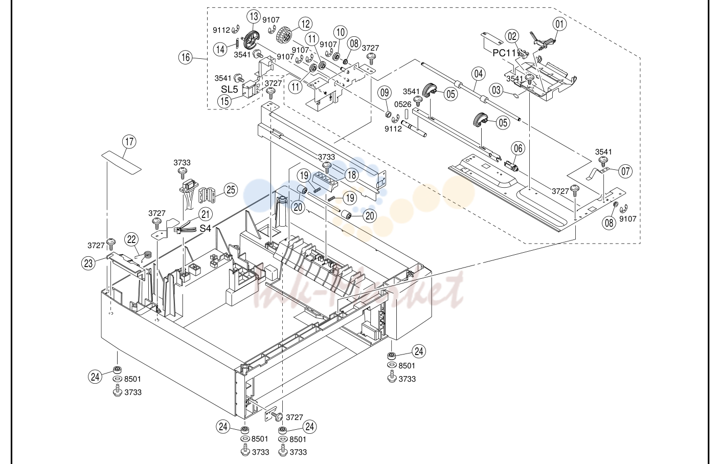 11. 10 2ND PAPER TAKE-UP (A) (OPTION) PF-116 PARTS MANUAL 19