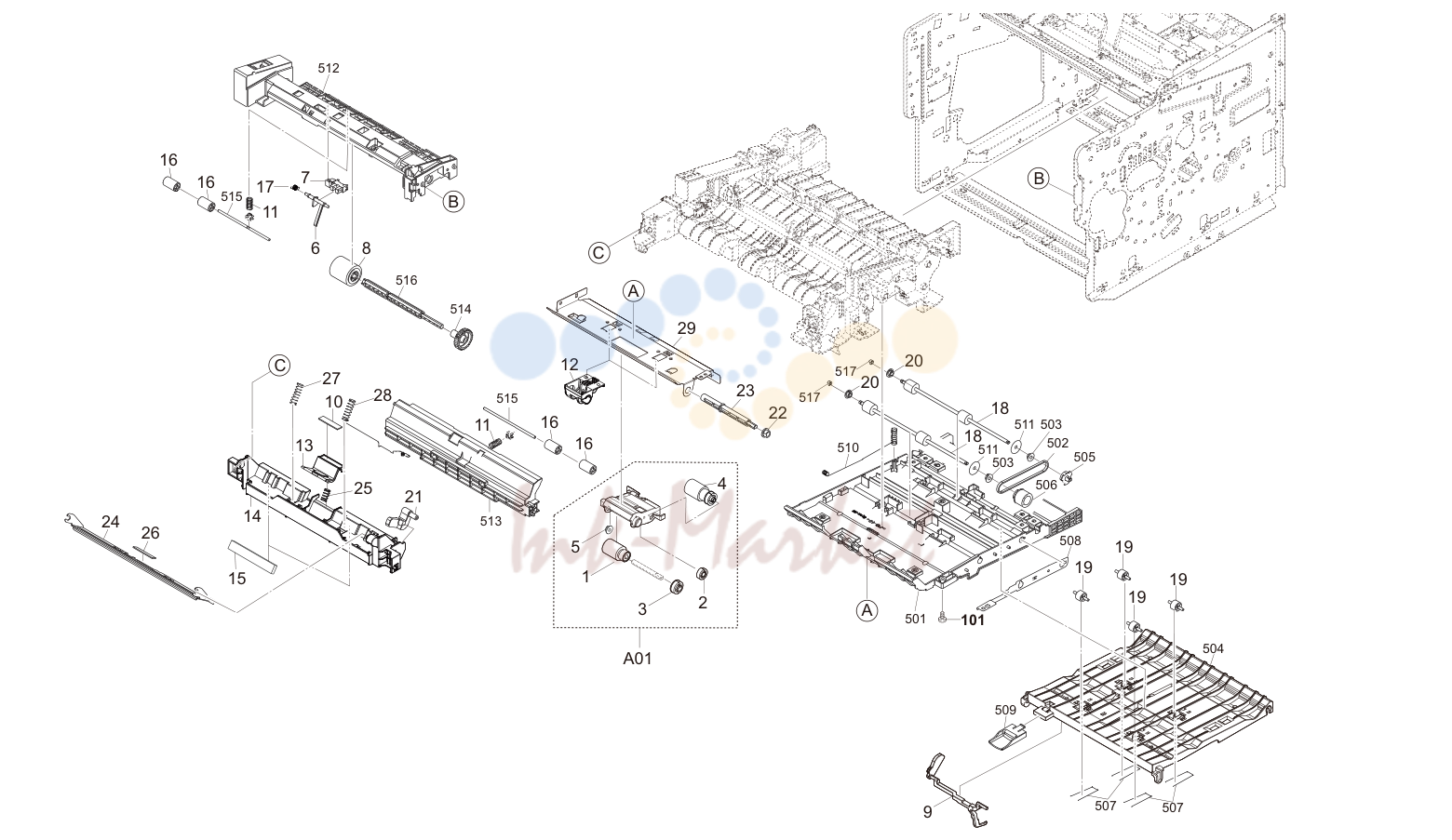 Рис. 4. подача бумаги Section (Cassette/Duplex/MPF)