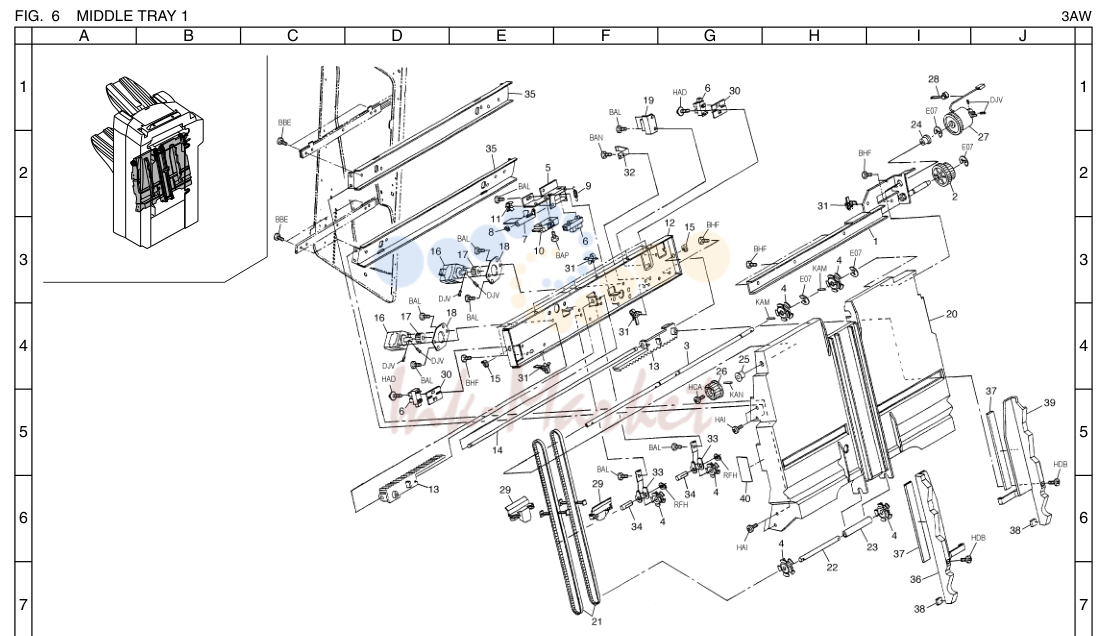 6. MIDDLE TRAY 1 3AW