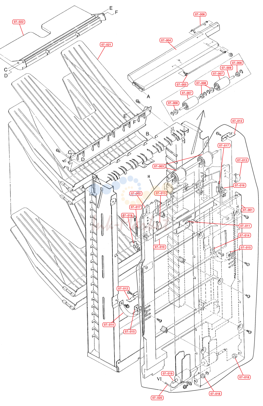 7. Multi Tray, Door Assembly