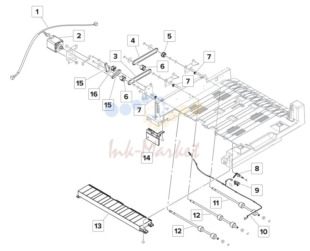 Horizontal paper transport—привод section