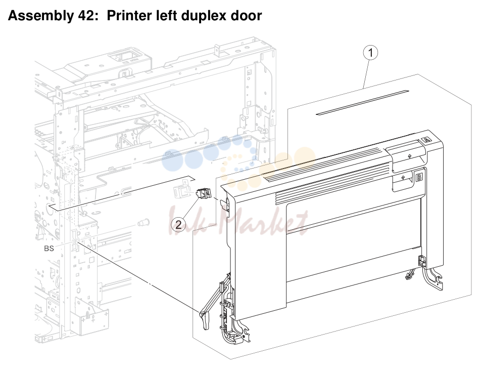 Printer left duplex door