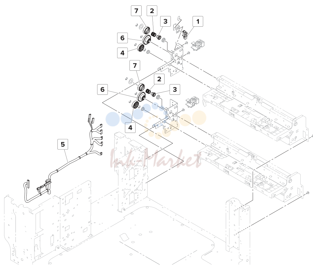 2 x 500‑sheet tray—Paper pick 1