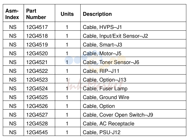 Cables (no illustration)