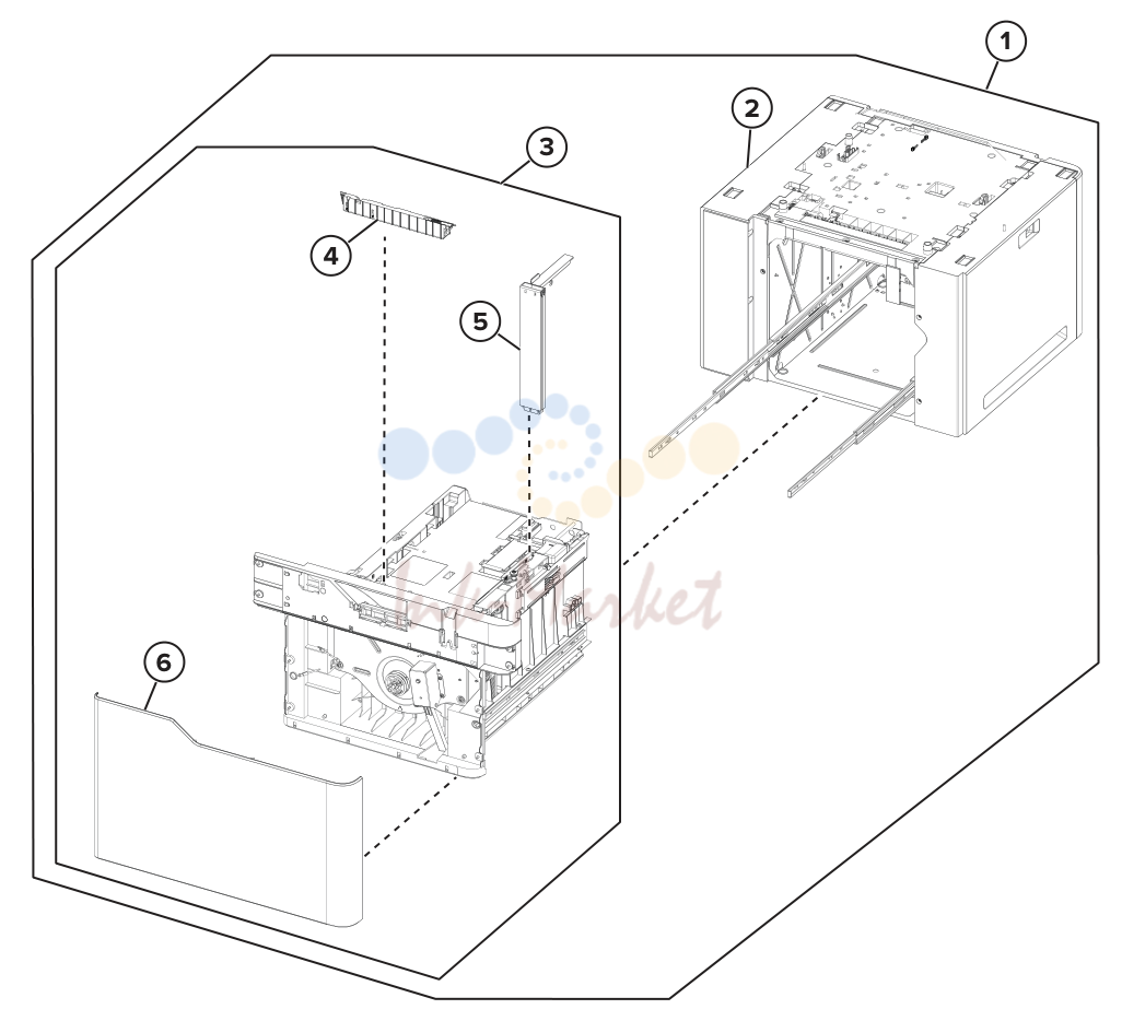 2100‑sheet tray option 1 (MX82x and