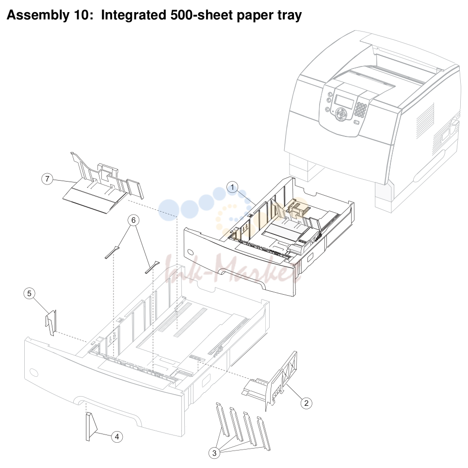 Integrated 500-sheet paper tray