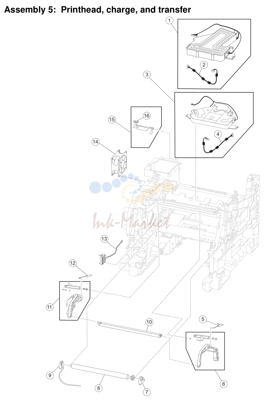 Printhead, charge, and transfer
