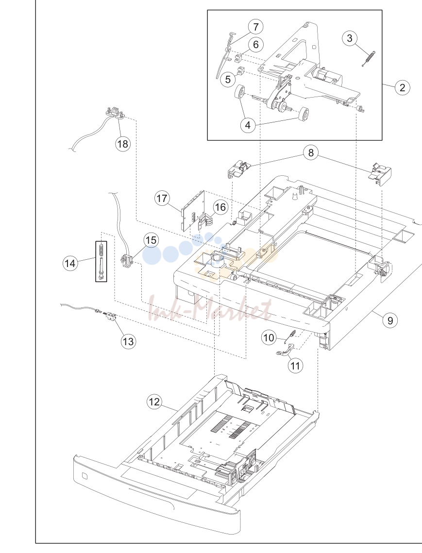250 Sheet option tray в сборе