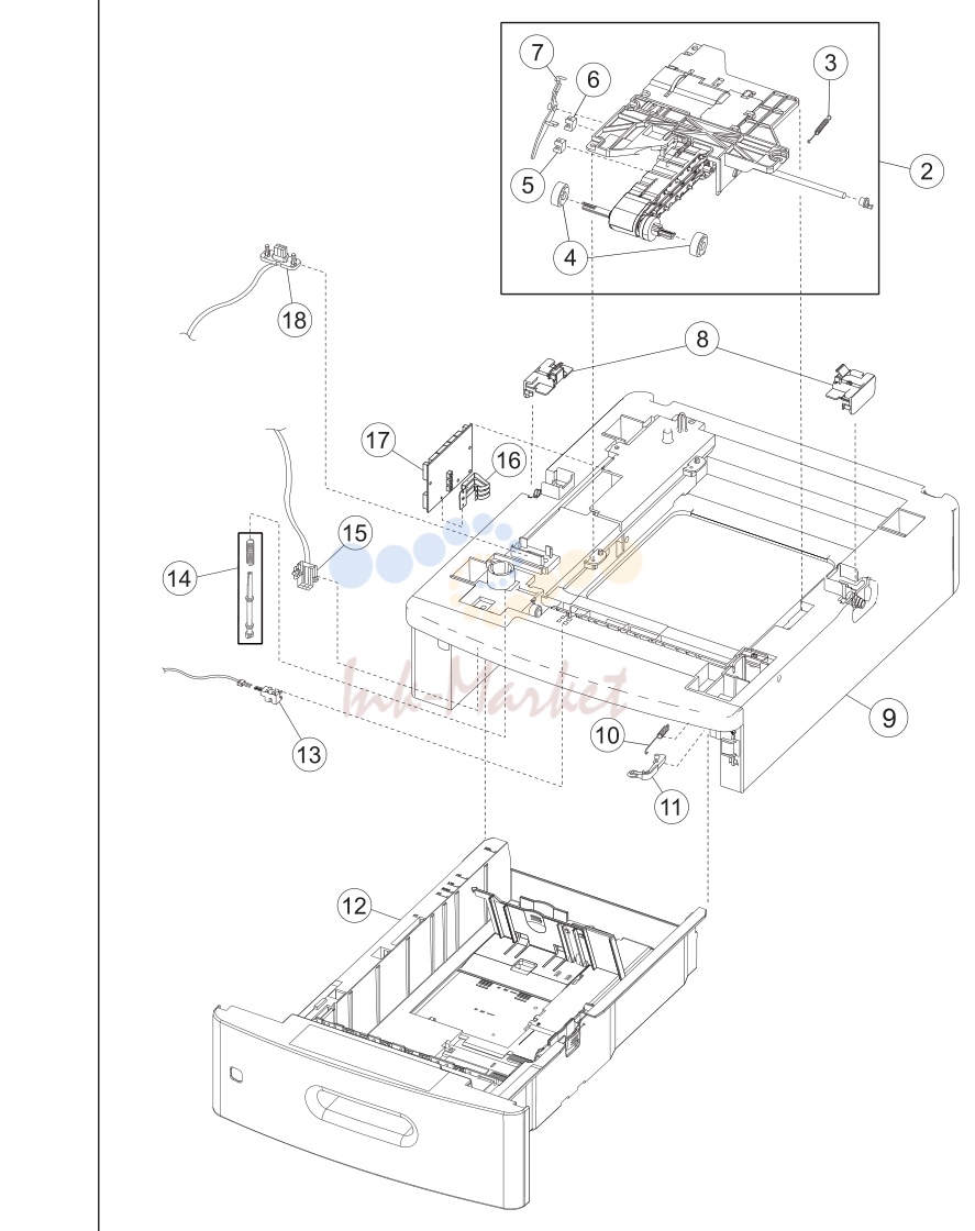 550 Sheet option tray в сборе