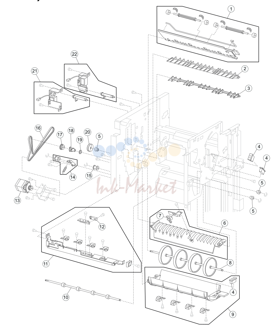 Printhead, cartridge guides, and fans