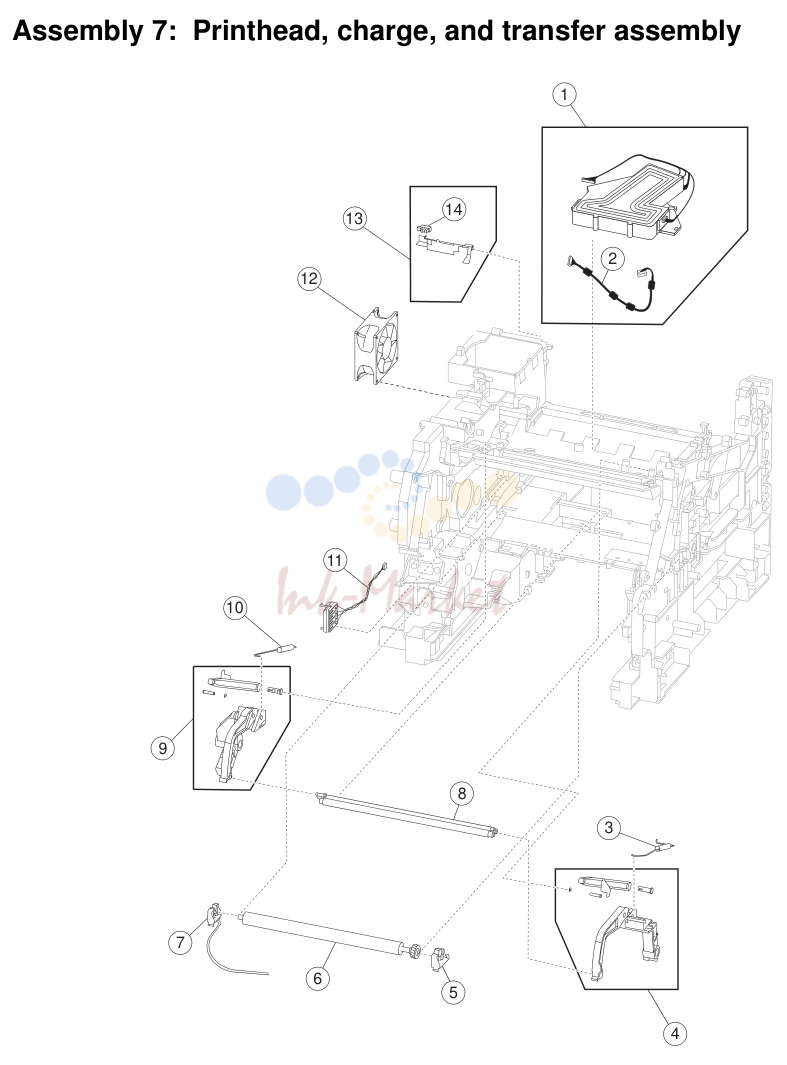 Printhead, charge, and transfer в сборе