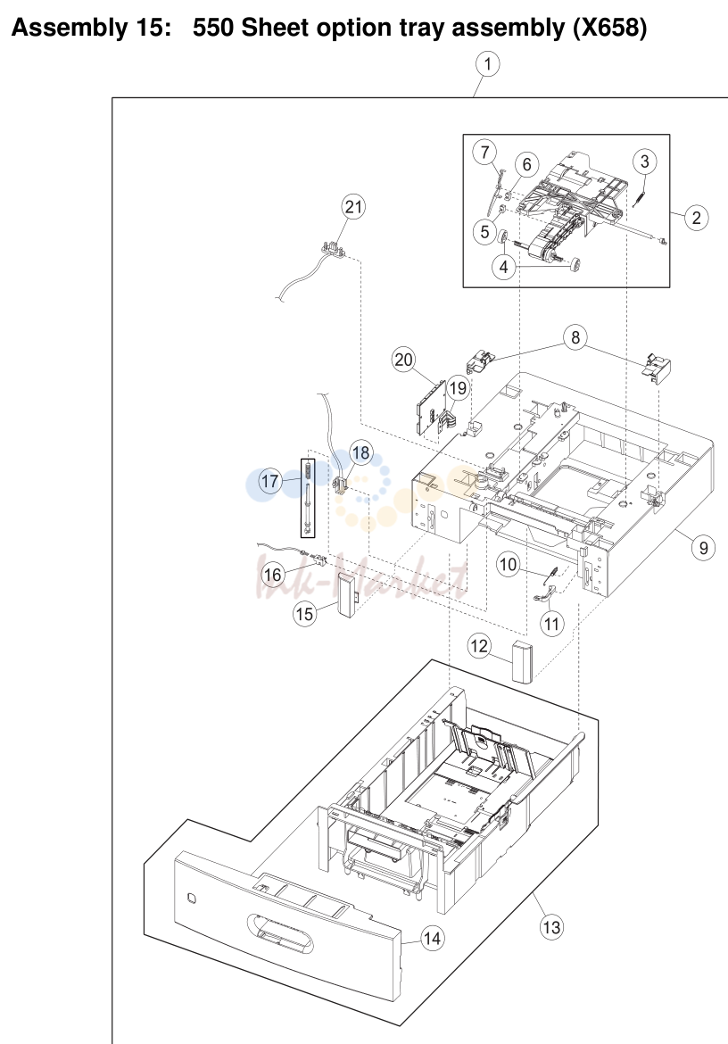 550 Sheet option tray в сборе (X658)