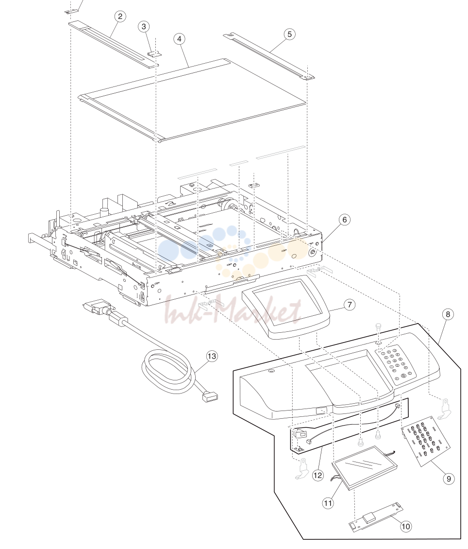 Control panel and platen glass