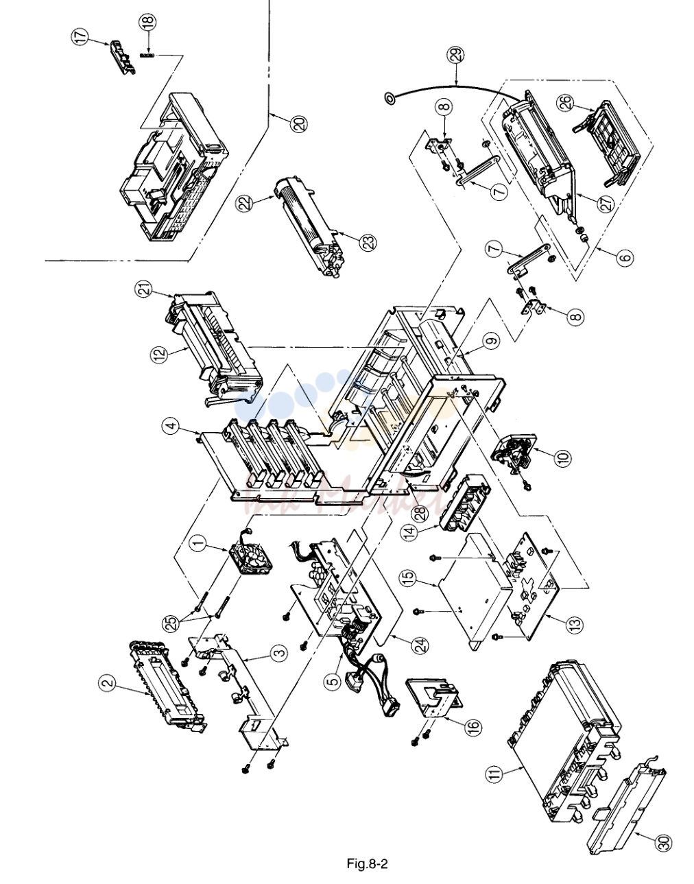 2. 4 40410701 Frame Upper Assy 1 3 6 12 See Fig.8-8