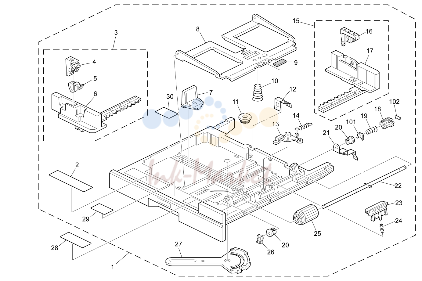 7. PAPER TRAY 1 (B051/B052)