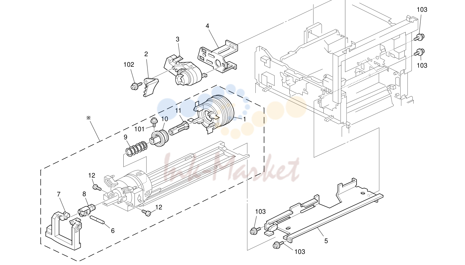 TONER HOPPER узел (B205/B209/D007/D008)