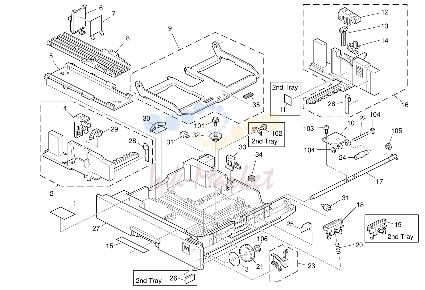 15. PAPER TRAY (B205/B209)