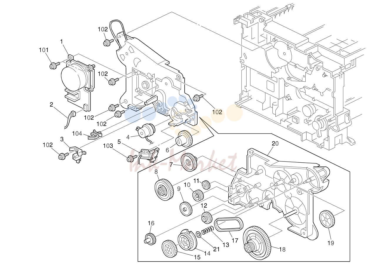 10. PAPER FEED DRIVE (G056/G058)